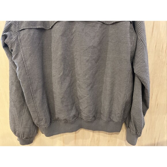 Haspel Men's Zipper Jacket coat size large grey stripe bomber - Picture 8 of 8